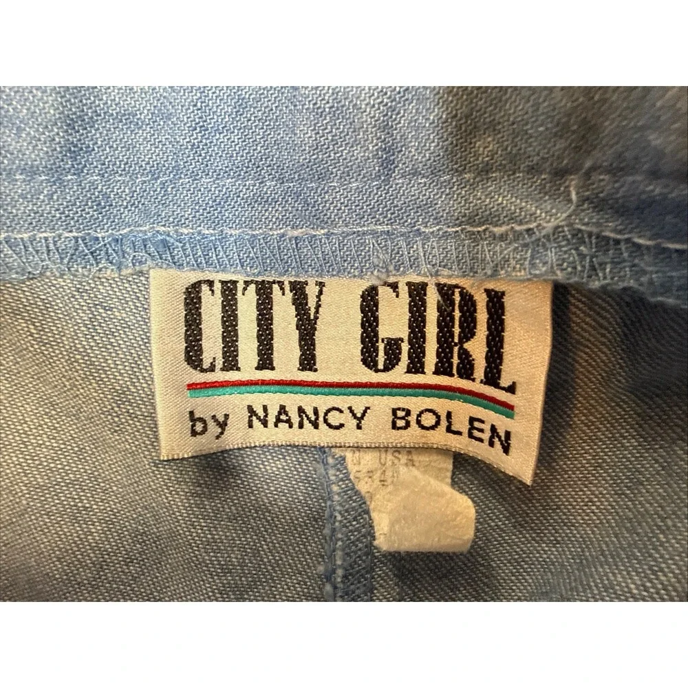 Vtg 2 Pc City Girl western Rockabilly Denim Pants Vest‎ Embellished Rhinestone M